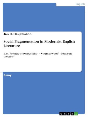 cover image of Social Fragmentation in Modernist English Literature
